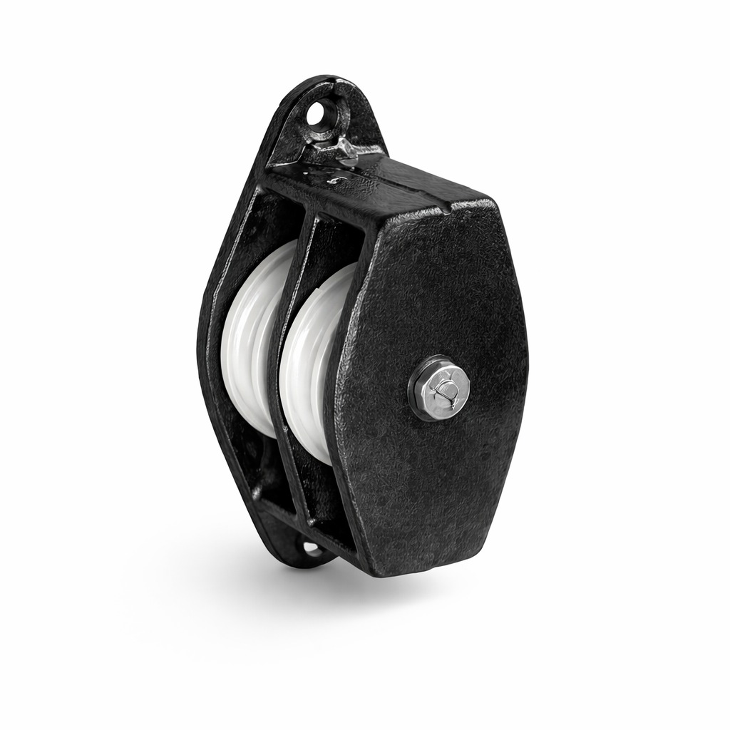 32 - DOUBLE SIDE CAST PULLEY WITH WHITE NYLON WHEEL